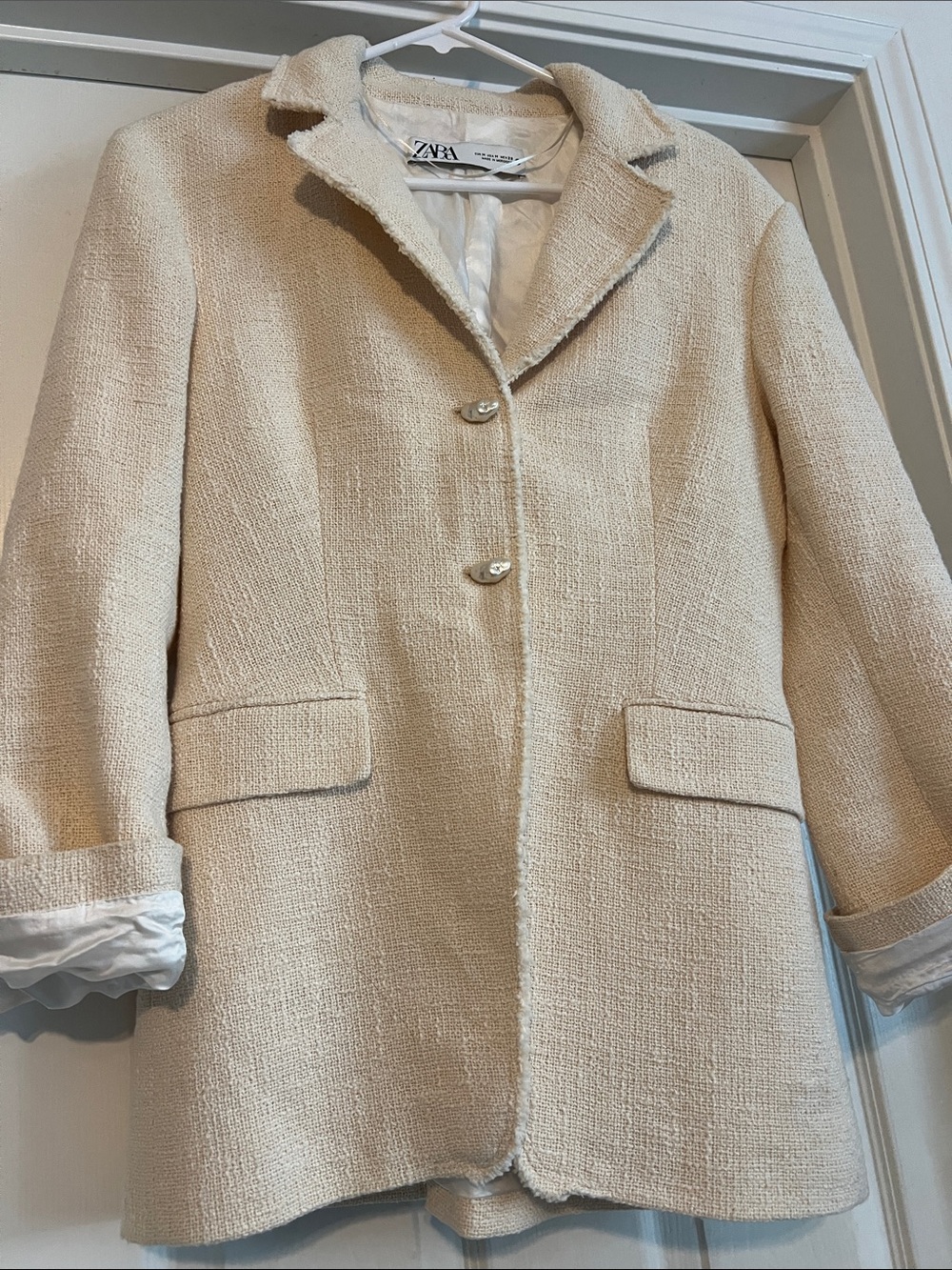 Zara Cream Bouclé Blazer Jacket